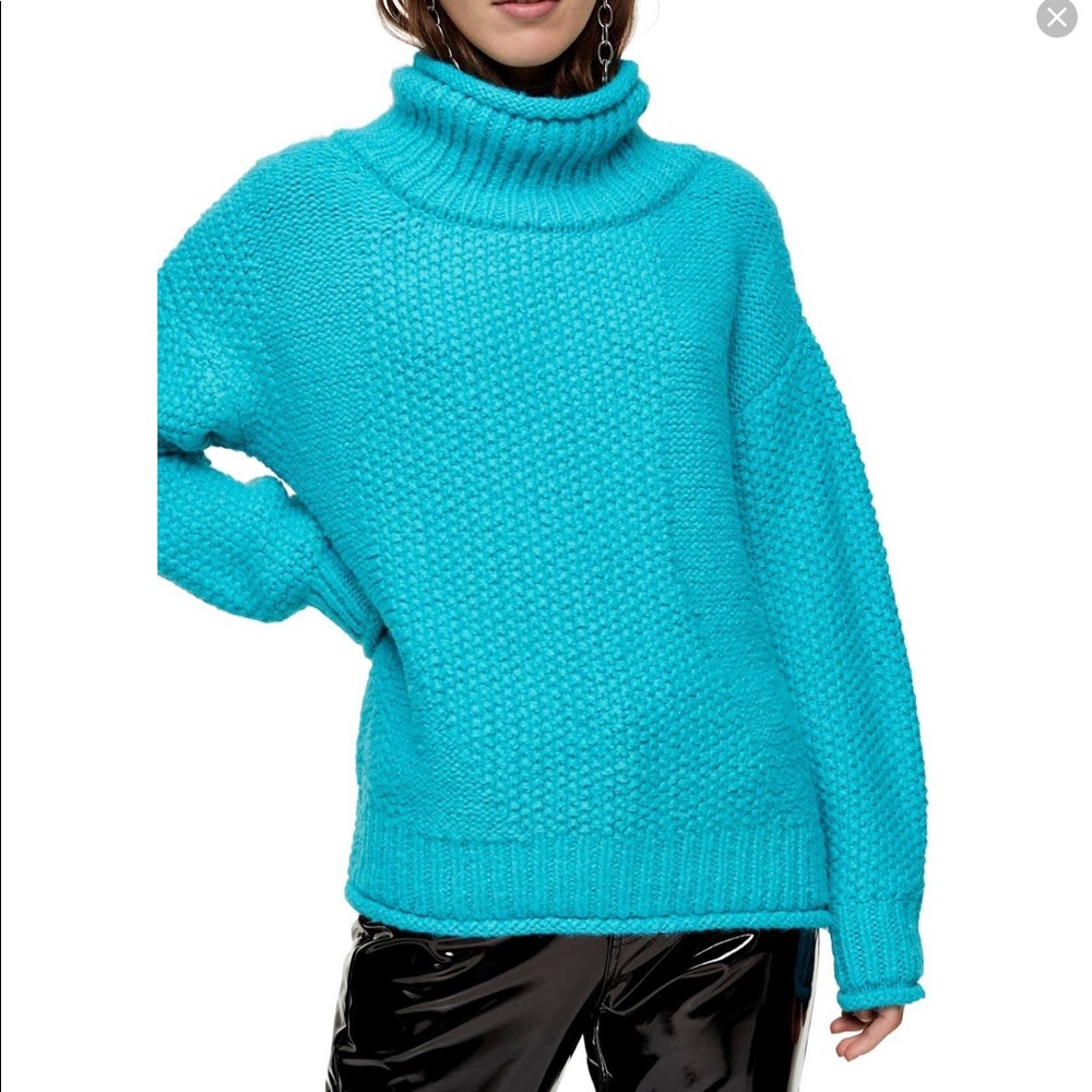 NWT Women's Topshop Mixed Stitch Roll Neck Sweater